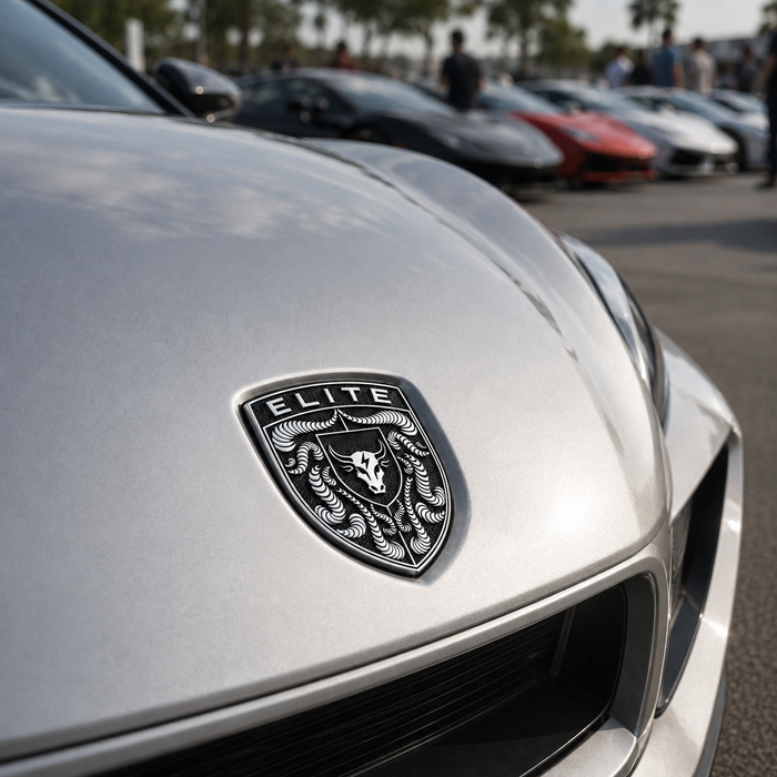 Porsche Black & White Hood Emblem