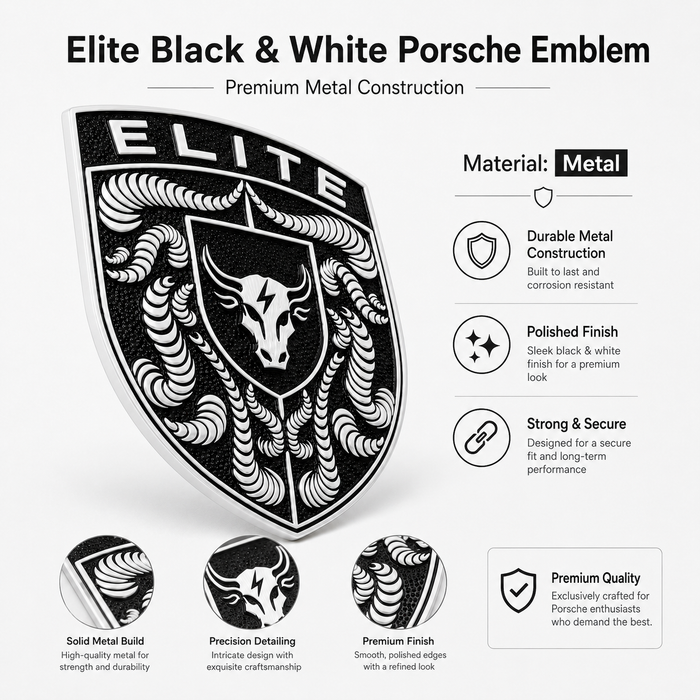 Porsche Black & White Hood Emblem