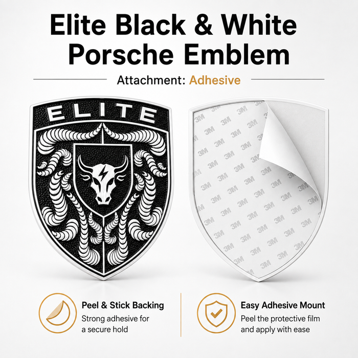 Porsche Black & White Hood Emblem