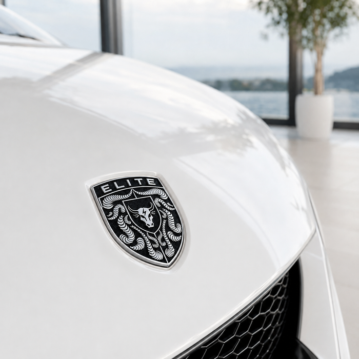 Porsche Black & White Hood Emblem