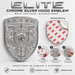 Chrome Silver Brahma Bull Hood Emblem shown on a light gray background with product text, a close-up of the shield design, adhesive backing detail, and three-step application instructions with hands peeling the backing.