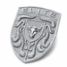 A silver-toned shield-shaped porsche emblem or badge featuring the word 'ELITE' at the top, a bull head in the center, and crumrine details around the border, shown on a plain light gray background.