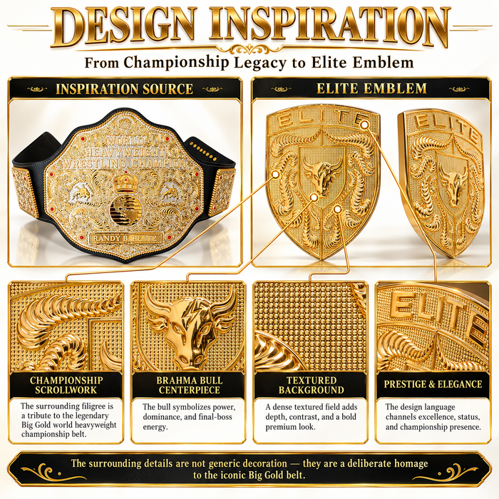 Elite Gold Porsche Hood Emblem with Brahma Bull Logo & Crumrine Designs