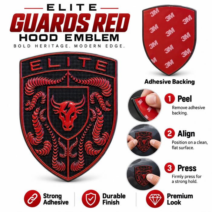Porsche Guards Red Brahma Bull Hood Emblem 