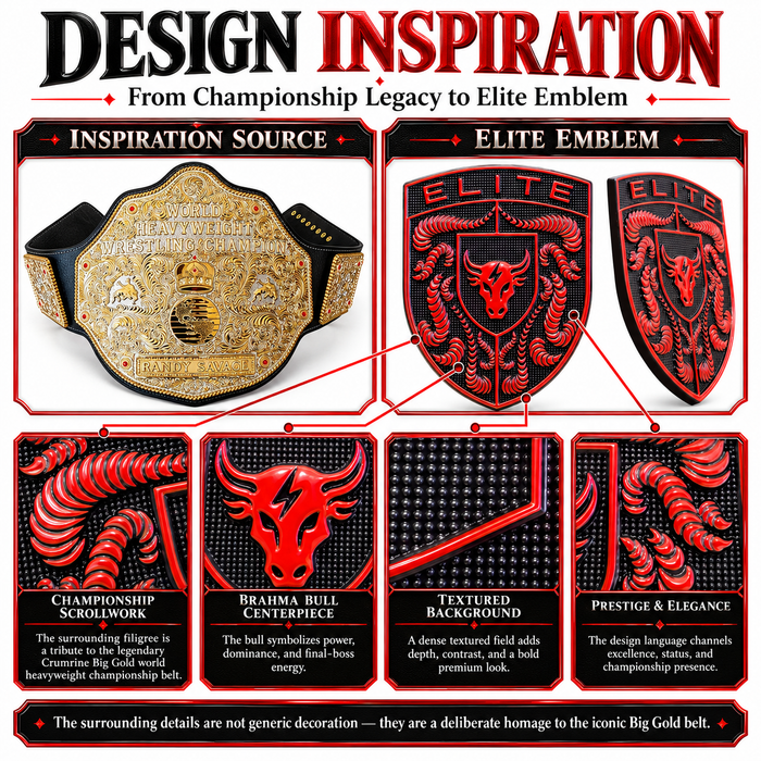 Elite Guards Red Porsche Emblem with Brahma Bull Logo with Crumrine Designs