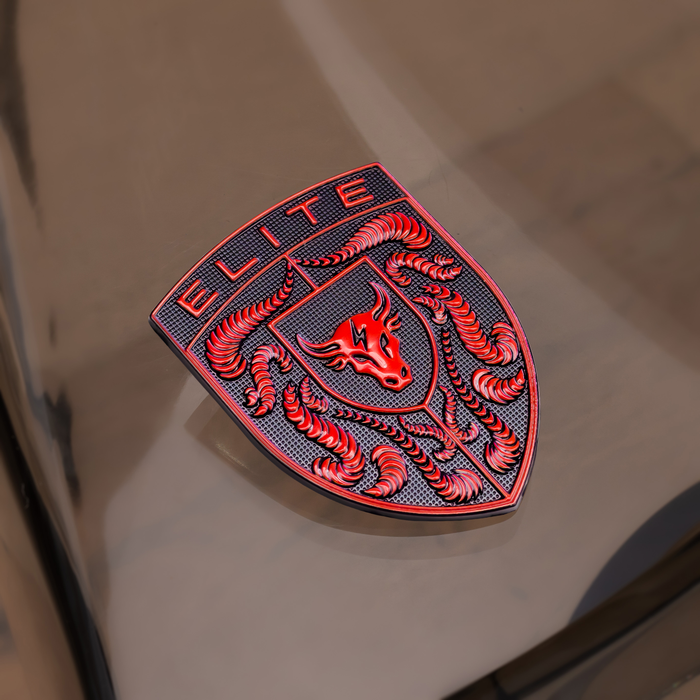 Porsche Guards Red Hood Emblem with Brahma Bull center logo