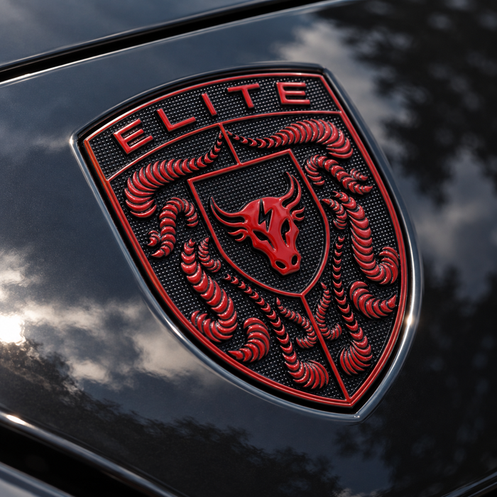 Porsche Guards Red Brahma Bull Hood Emblem 
