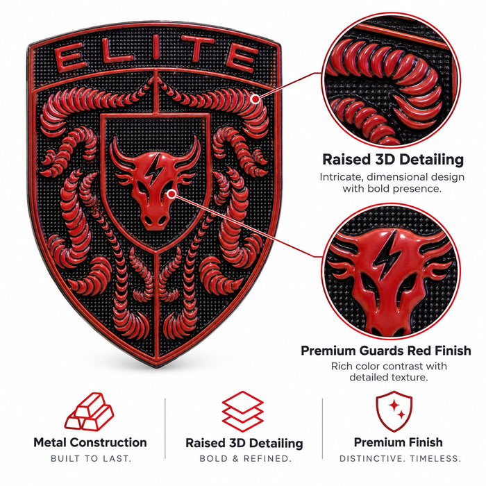 Porsche Guards Red Brahma Bull Hood Emblem 