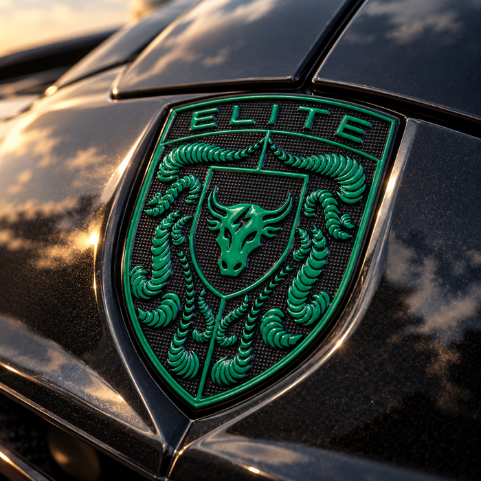 Porsche Irish Green Brahma Bull Hood Emblem