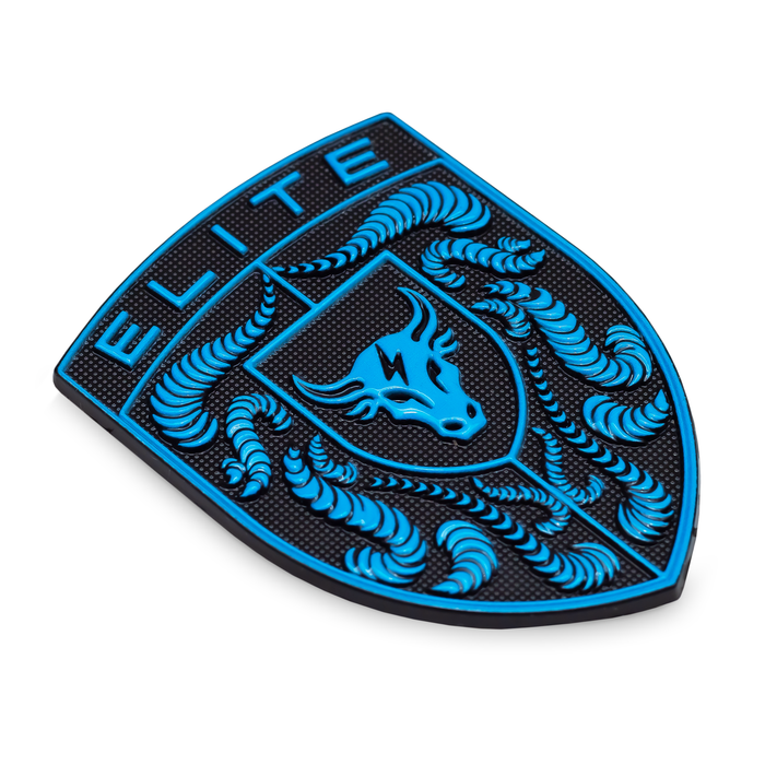 Porsche Hood Emblem in Mexico Blue with a Brahma Bull center logo 