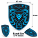 A shield-shaped Mexico Blue Brahma Bull Hood Emblem with a black and blue design featuring the word 'ELITE' at the top, a blue bull head in the center, and stylized blue horned figures on both sides. The image includes dimension arrows and text reading 67 mm, 50 mm, and Exact Size 67 x 50 mm, with two smaller alternate views of the patch at the bottom.