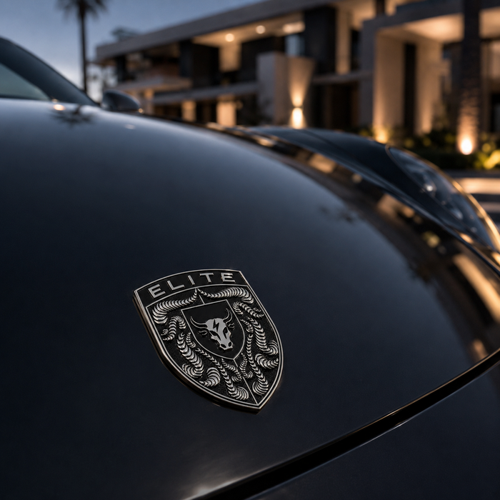 Porsche Silver & Black Hood Emblem