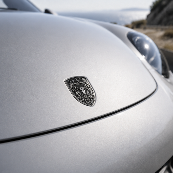 Porsche Silver & Black Hood Emblem