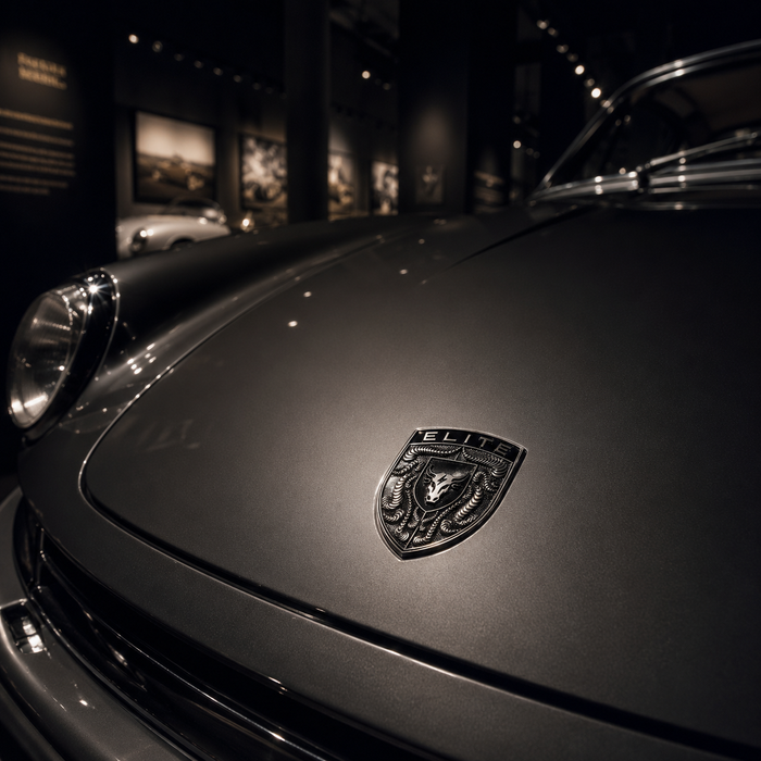 Porsche Silver & Black Hood Emblem