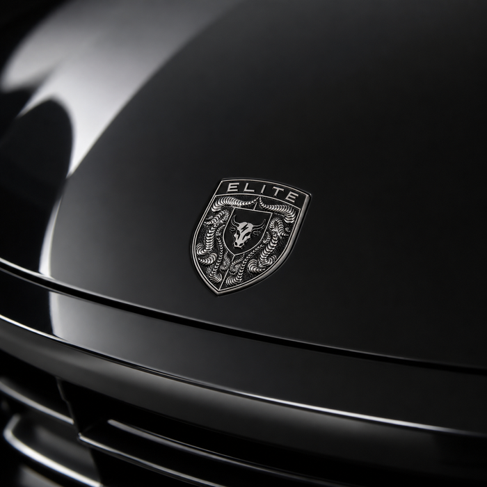 Porsche Silver & Black Hood Emblem