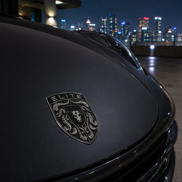 Porsche Silver & Black Hood Emblem