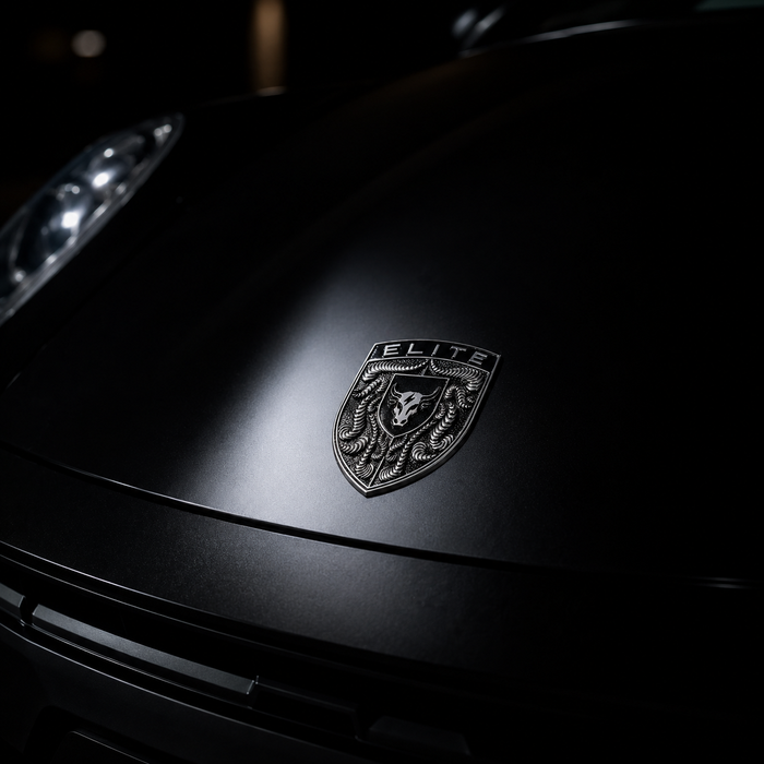 Porsche Silver & Black Hood Emblem