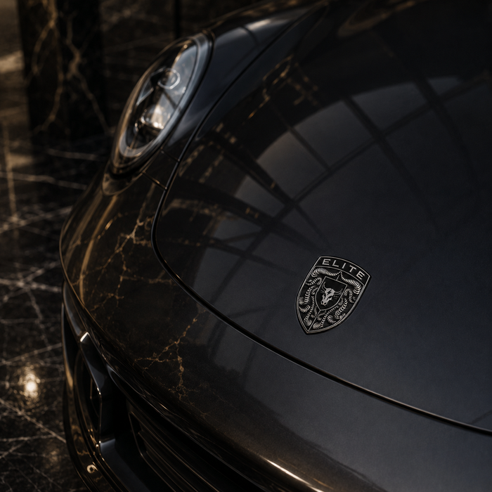 Porsche Silver & Black Hood Emblem