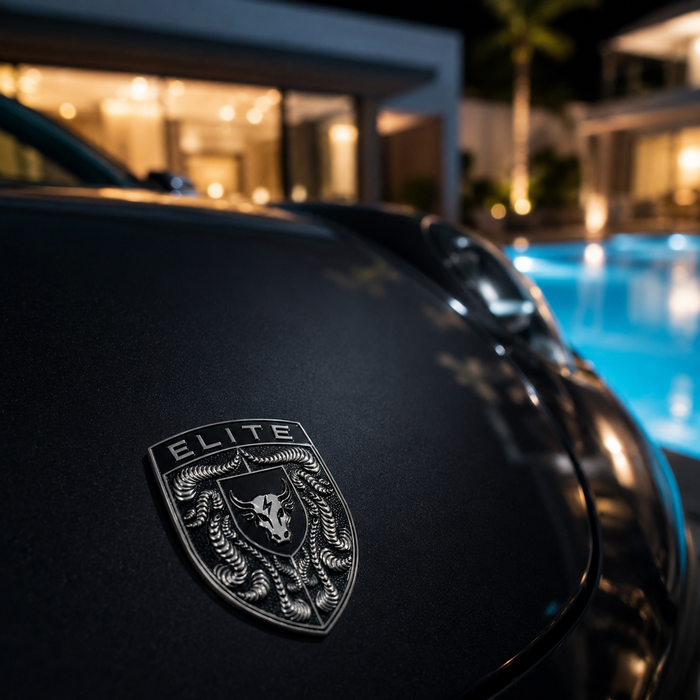 Porsche Silver & Black Hood Emblem