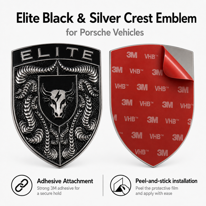 Porsche Silver & Black Hood Emblem