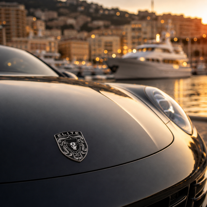 Porsche Silver & Black Hood Emblem
