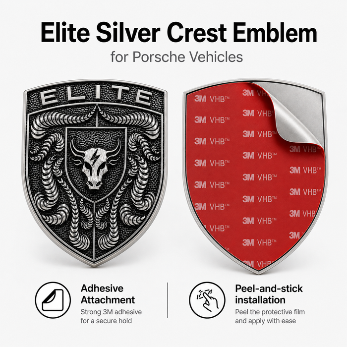 Porsche Silver Hood Emblem