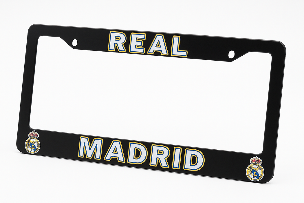 Real Madrid License Plate Frame Cover – Black - EliteAuto3K