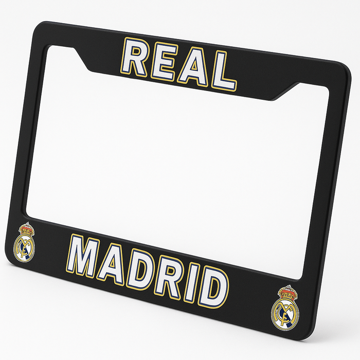 Real Madrid License Plate Frame Cover – Black - EliteAuto3K
