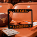 Texas Longhorns License Plate Frame | Black Burnt Orange Car Tag Cover