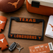 Texas Longhorns License Plate Frame | Black Burnt Orange Car Tag Cover