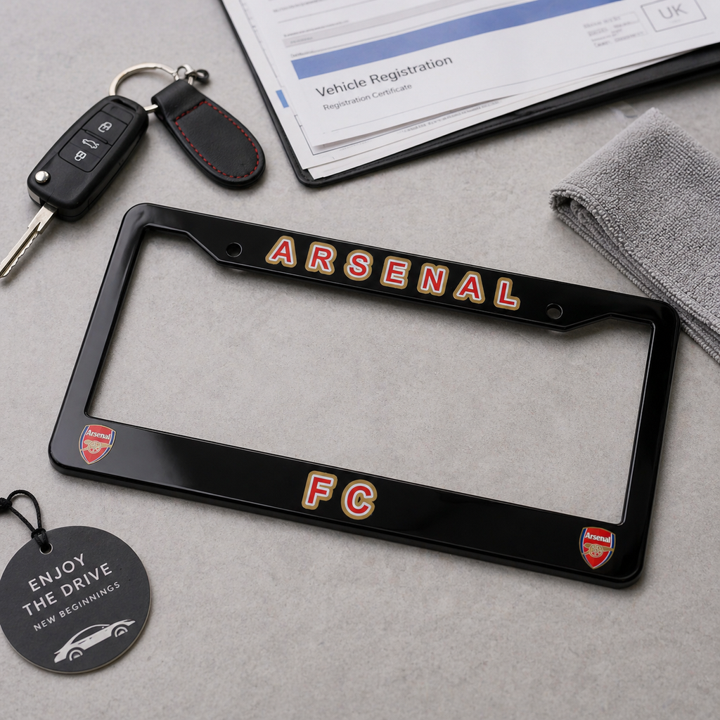 Video showing Arsenal FC License plate frame for cars, trucks, and SUVs