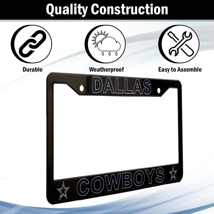 Dallas Cowboys Black License Plate Frame Cover