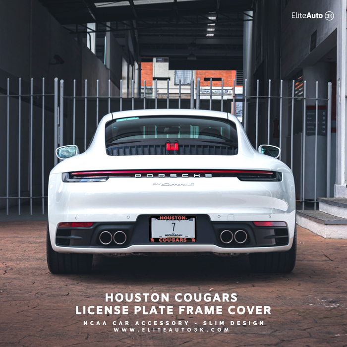 Houston Cougars Black License Plate Frame Cover