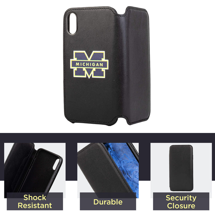 Michigan Wolverines iPhone X Xs Wallet Phone Case And Card Holder