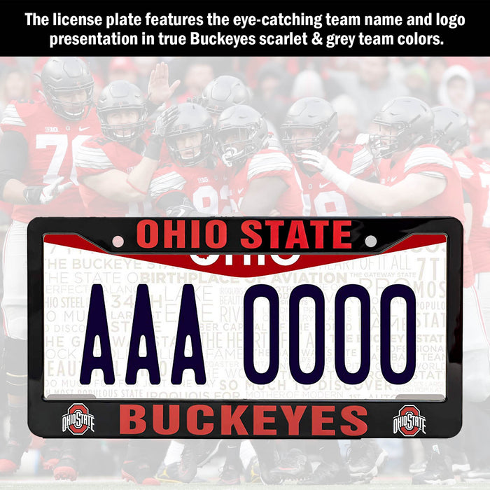 Ohio State Buckeyes Black License Plate Frame Cover