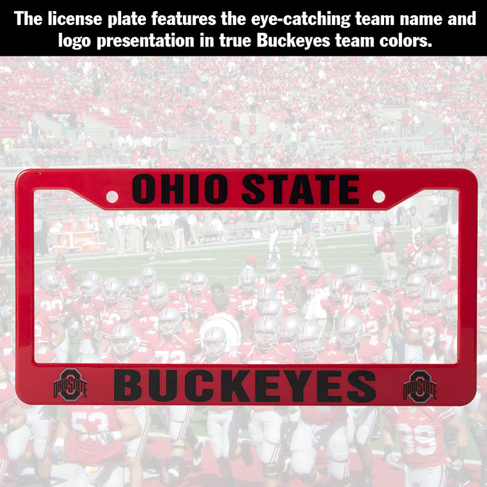 Ohio State Buckeyes Red And Black License Plate Frame Cover