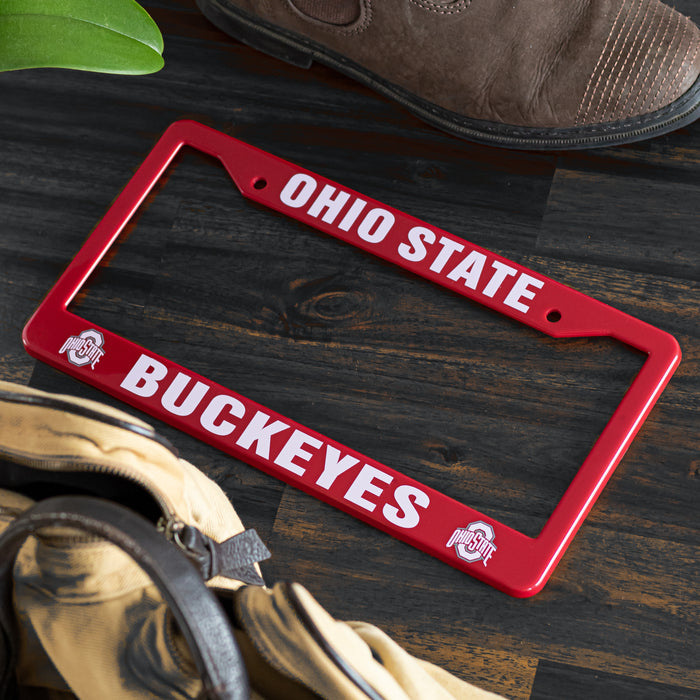 Ohio State Buckeyes Red And White License Plate Frame Cover