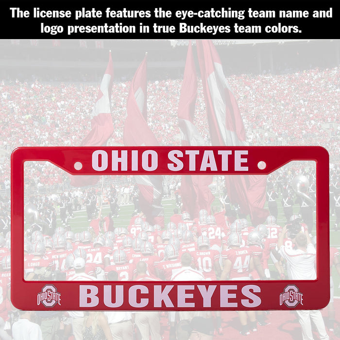 Ohio State Buckeyes Red And White License Plate Frame Cover