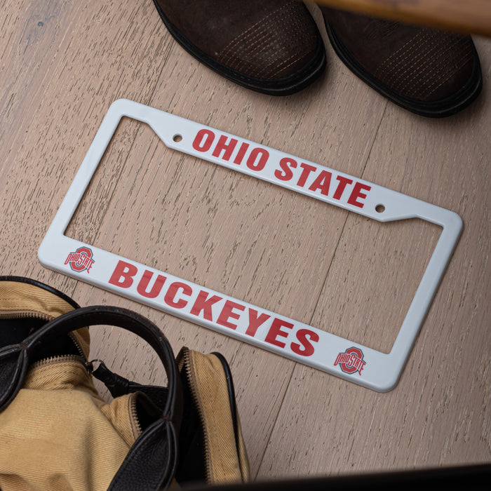 Ohio State Buckeyes White License Plate Frame Cover