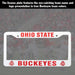 Ohio State Buckeyes White License Plate Frame Cover