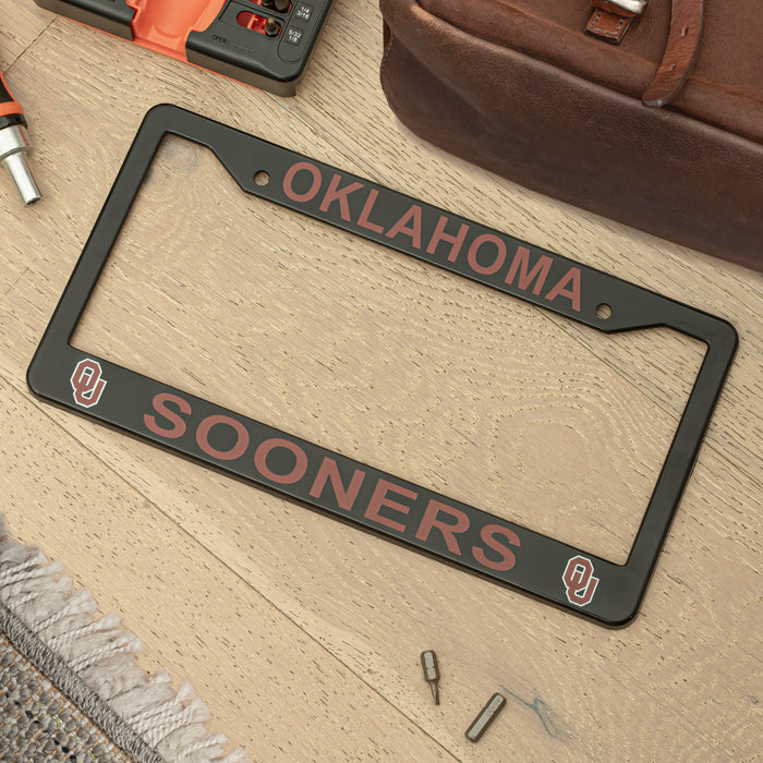 Oklahoma Sooners Black License Plate Frame Cover