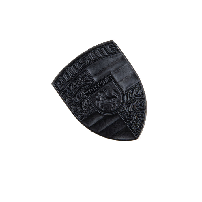 Porsche Black Steering Wheel Emblem Crest  - (40mm x 31mm)