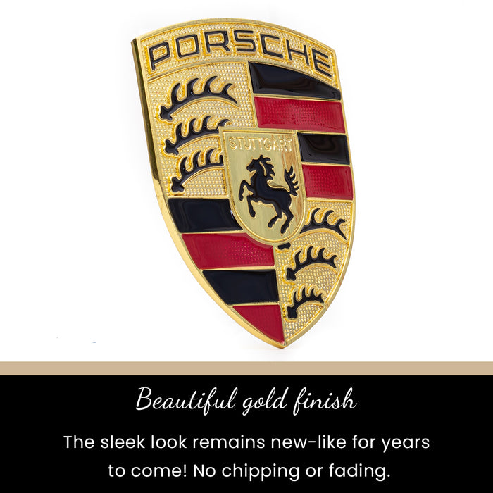 Porsche Gold Hood Emblem Crest Badge For Porsche 911, 944, Cayenne, Turbo, Boxster by EliteAuto3K