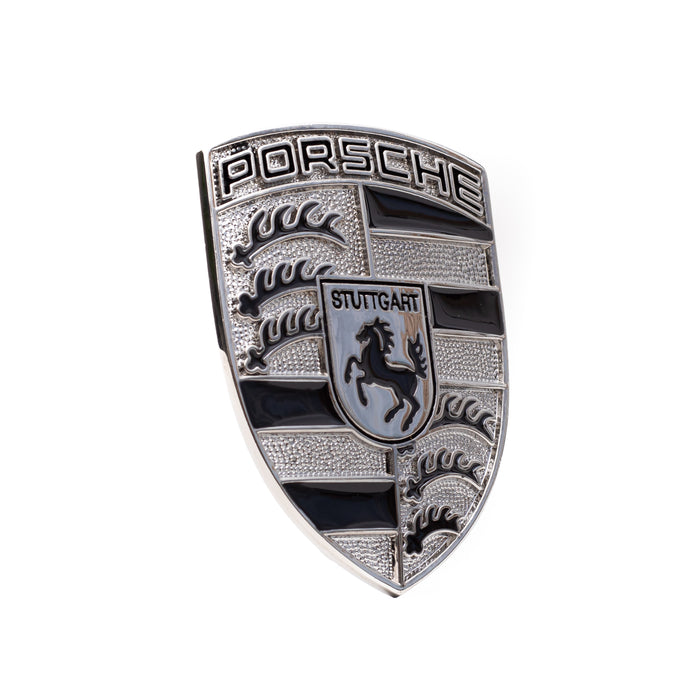 Porsche Silver & Black Hood Emblem Crest Badge - EliteAuto3K