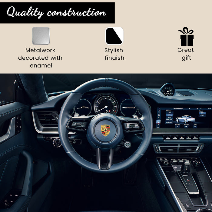 Gold Steering Wheel Metal Crest For Porsche 911, 944, Cayenne, Turbo, Boxster