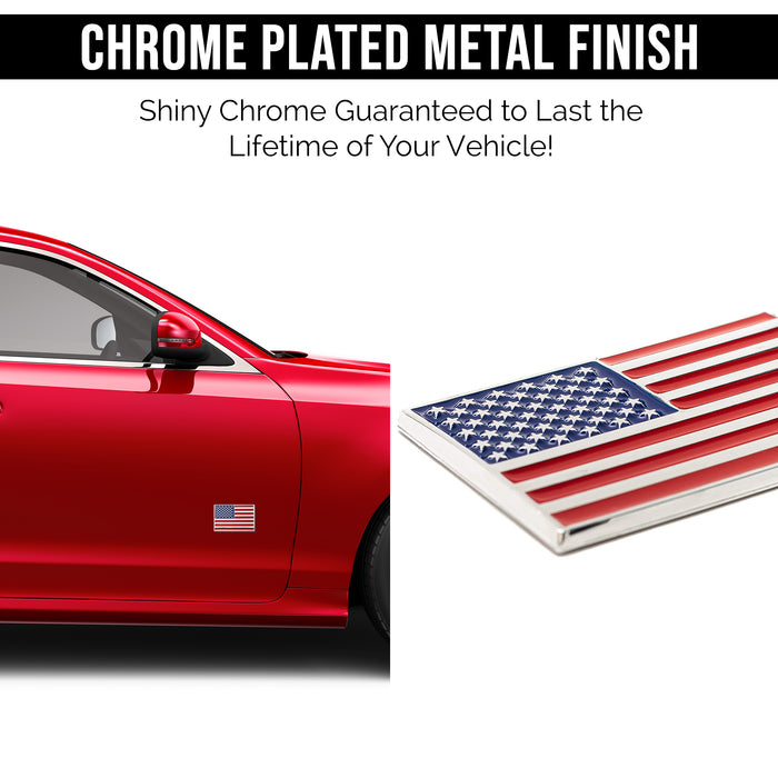 United States American Flag 3D Chrome Auto Emblem